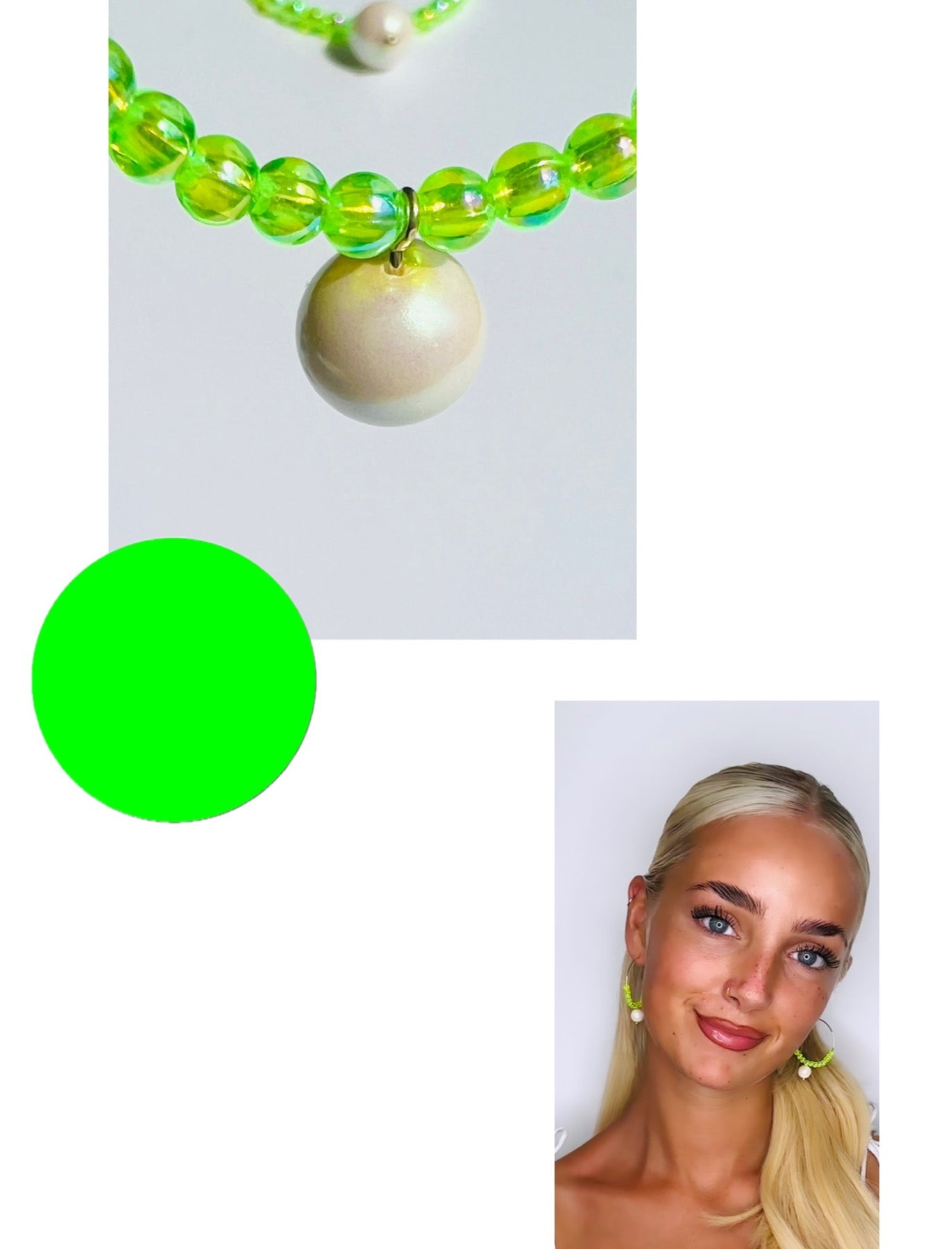 Colour pop neon lime drop pearl hoops