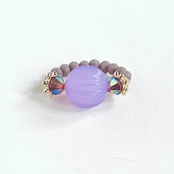 Lavender beads+ crystal ring