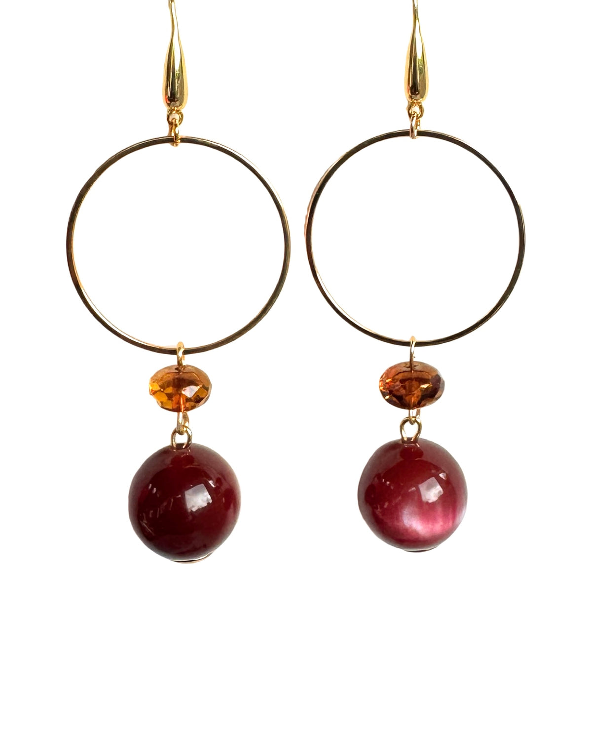 Plum Sky Aubergine & Amber Drop Earrings