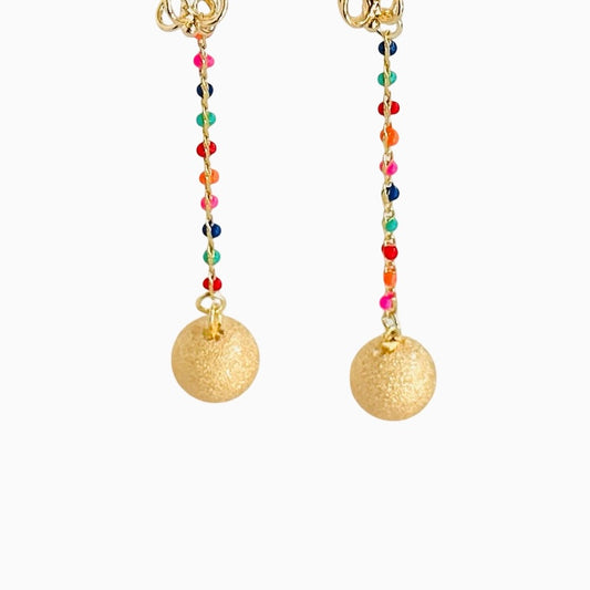 Asha Matt gold multi coloured drop earrings