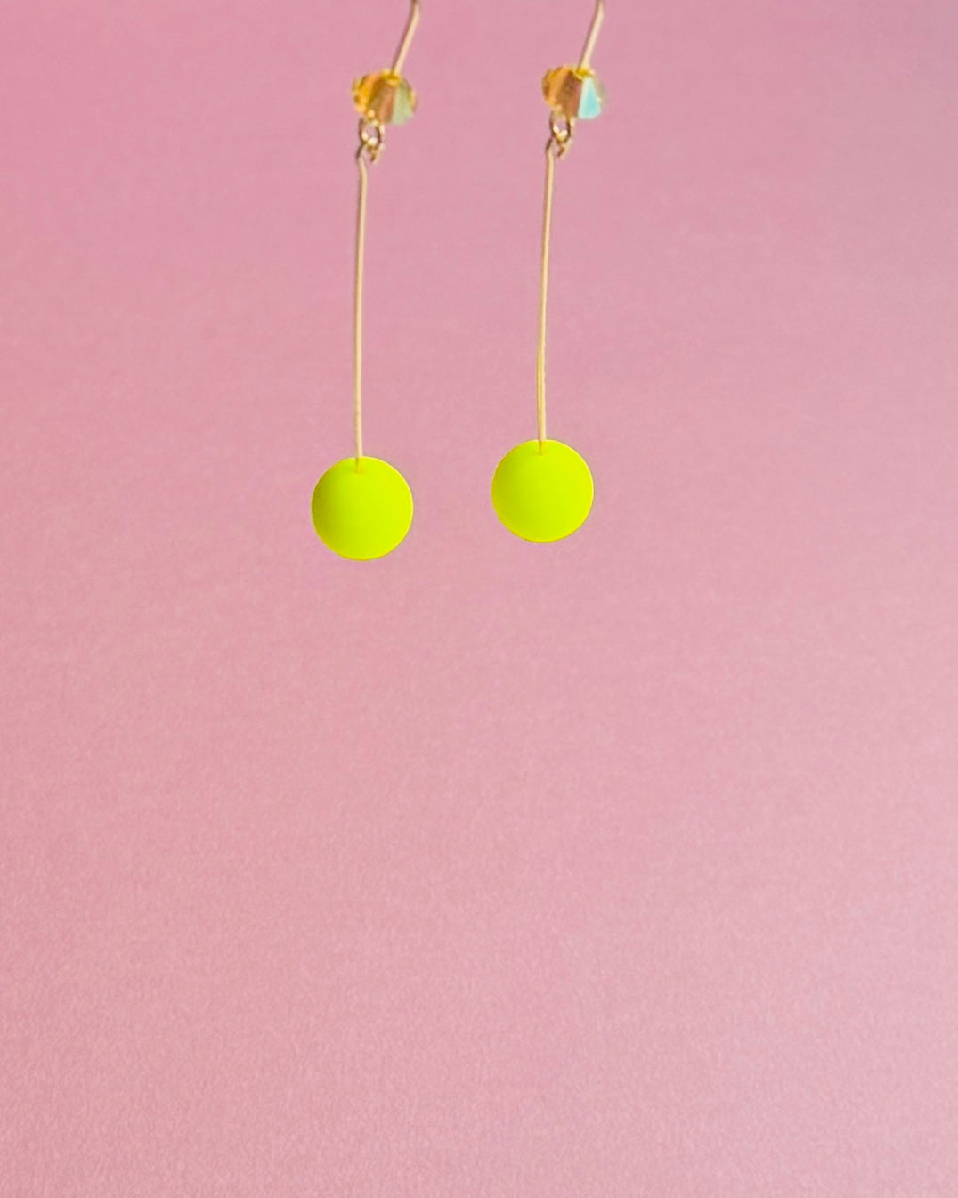 Mirabella neon yellow Austrian pearl + crystal drop earrings