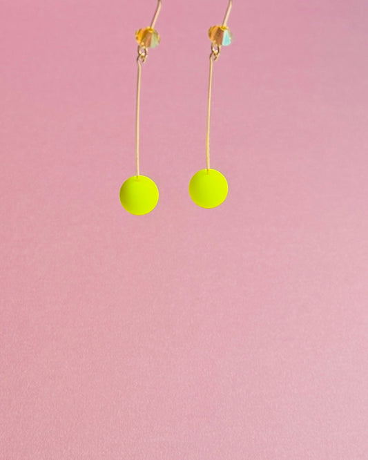 Mirabella neon yellow Austrian pearl + crystal drop earrings