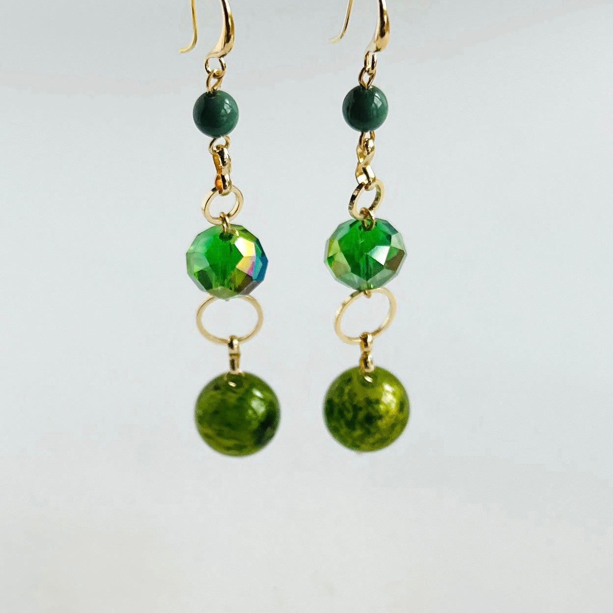 Hazel drop earrings in moss green