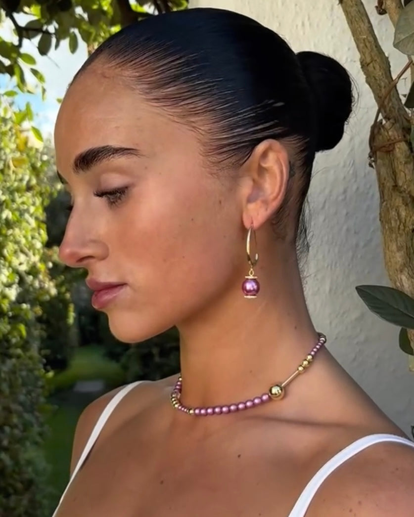 Fifi Trixie gold + purple haze crystal pearl chocker