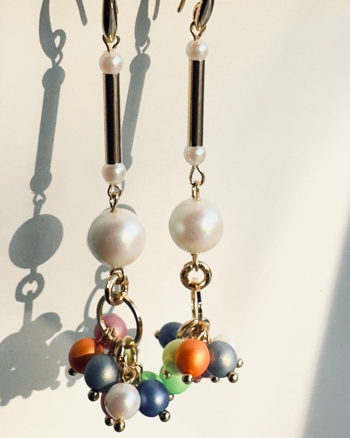 Lulu bell pearl crystal drop hold earrings