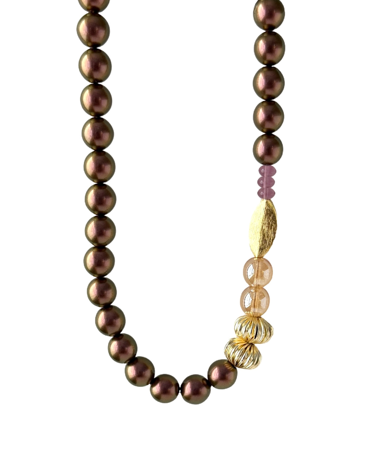 Petula Aubergine Crystal Pearl Necklace