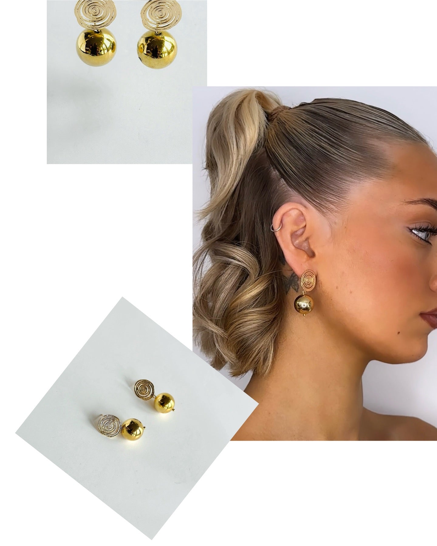 Vintage gold beaded swirl Earrings