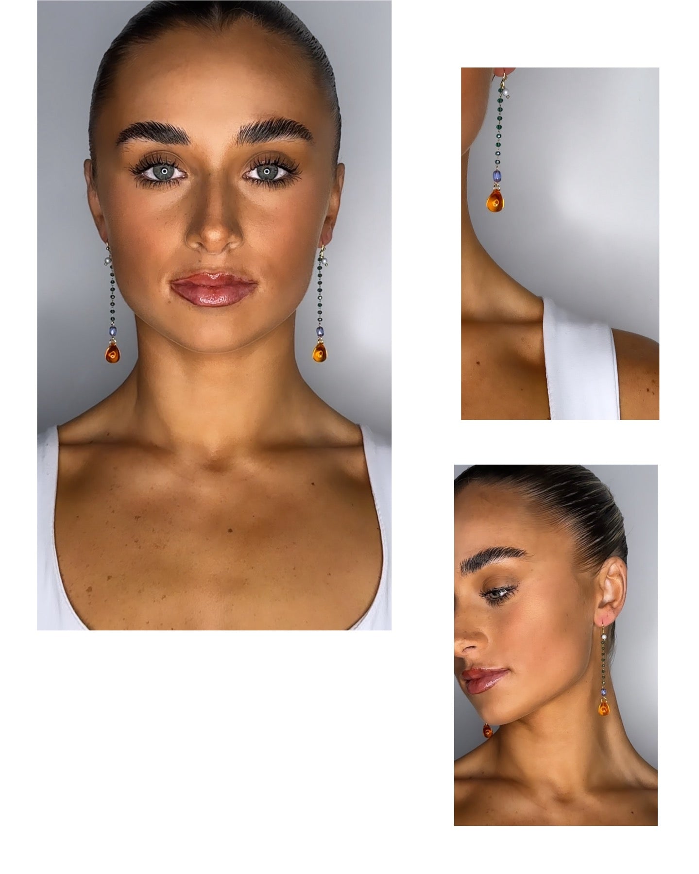 Rosie drop earrings in amber