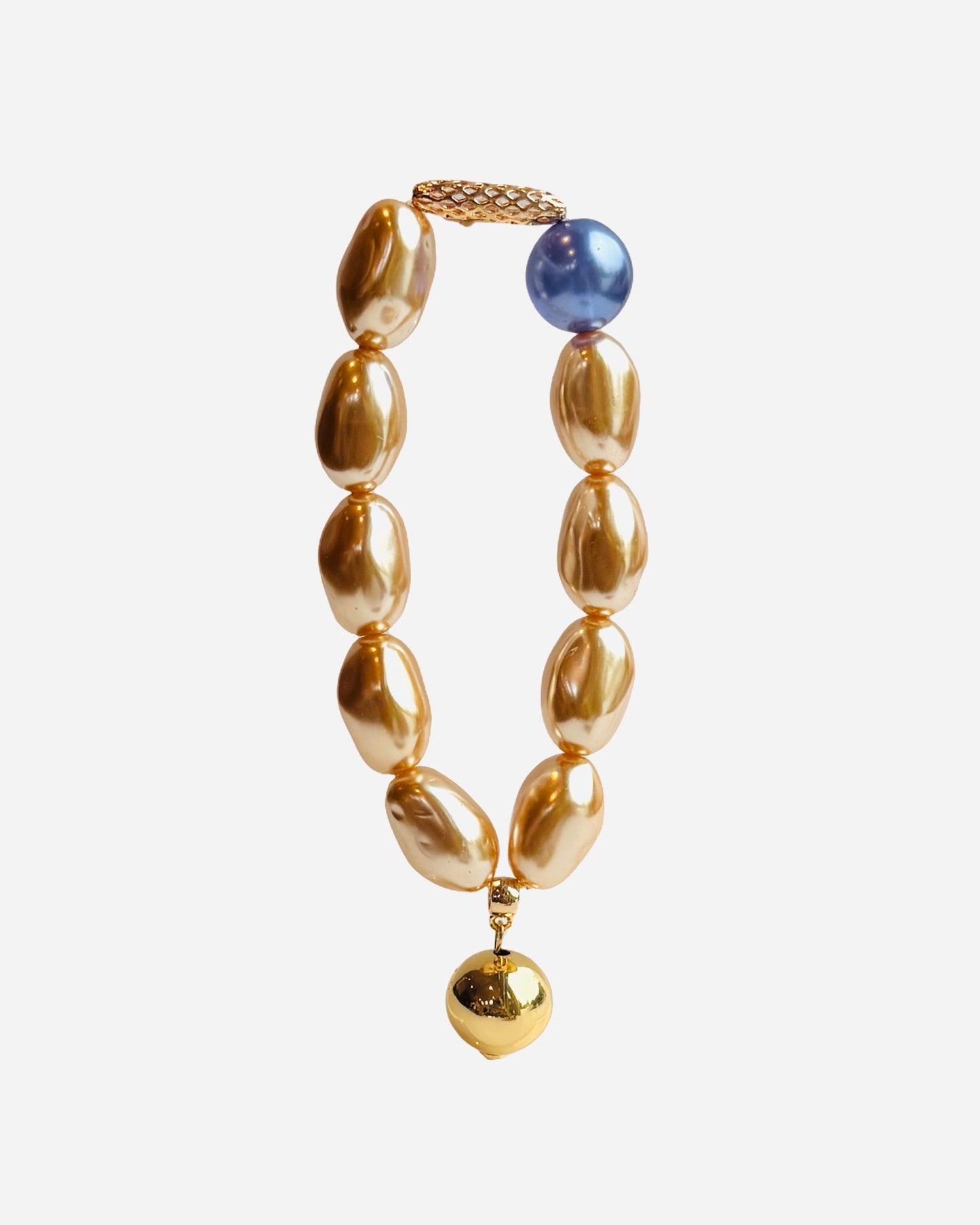 Bejewelled Juliette sapphire crystal soft cream Japanese vintage lucite beaded bracelet