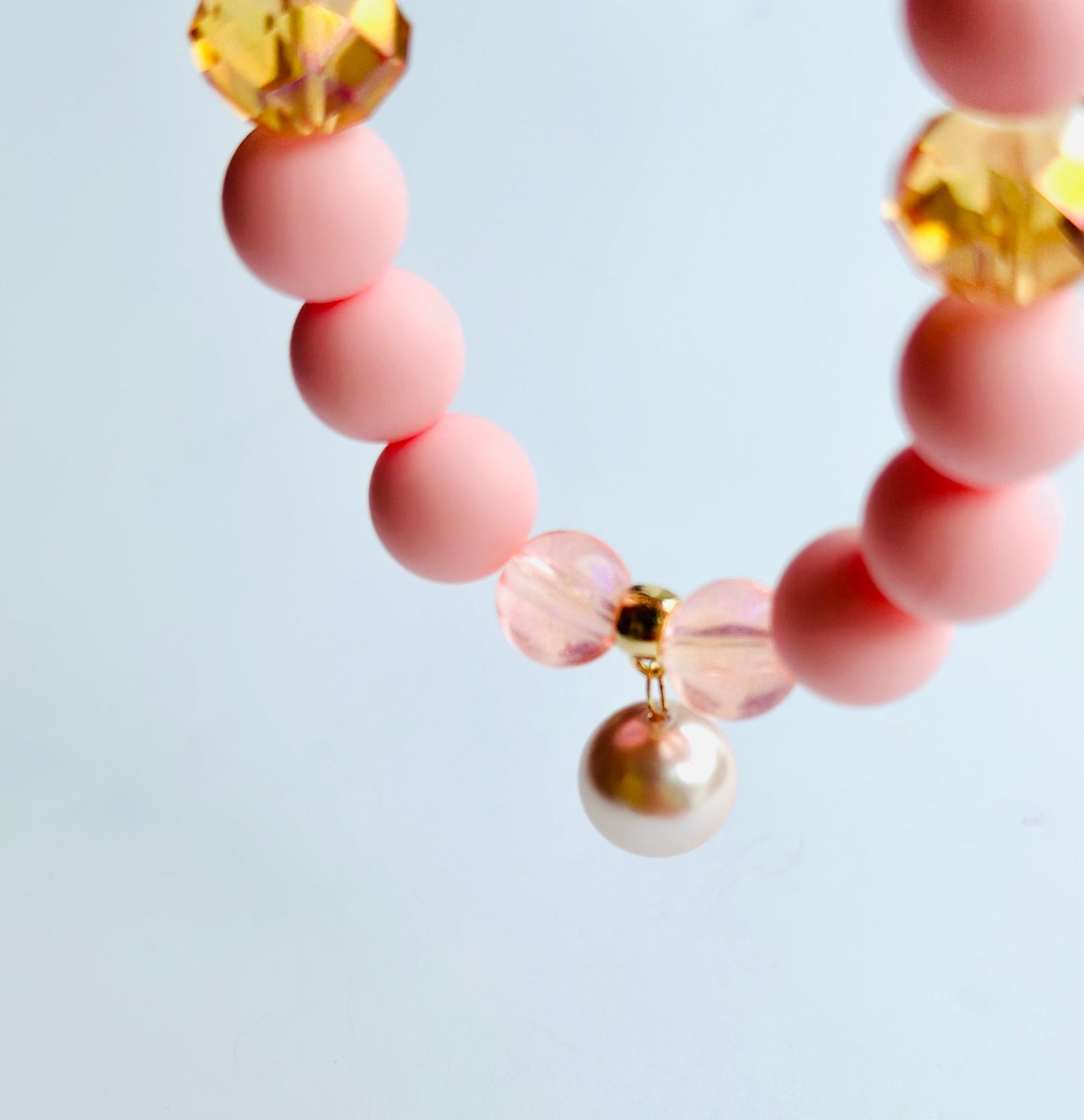 Peach pink crumpet bracelet