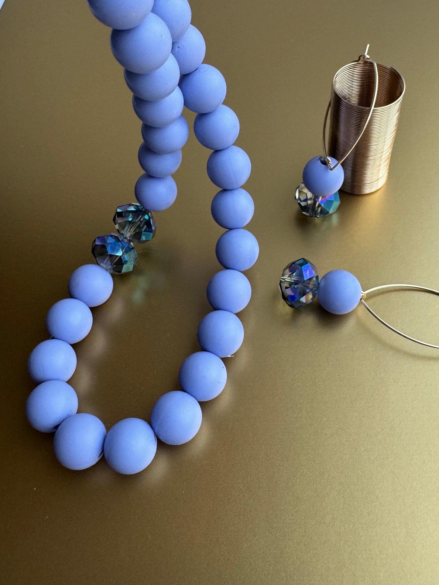 Cotton candy lilac + crystal necklace
