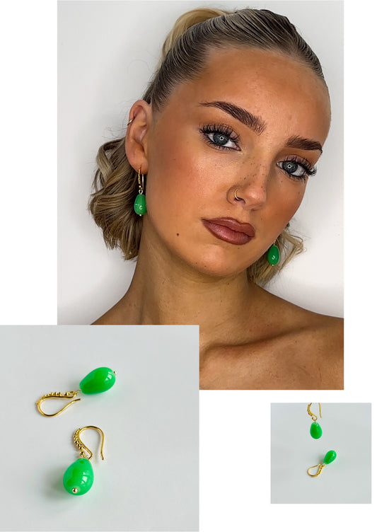 Jaipur drop earrings in jade green