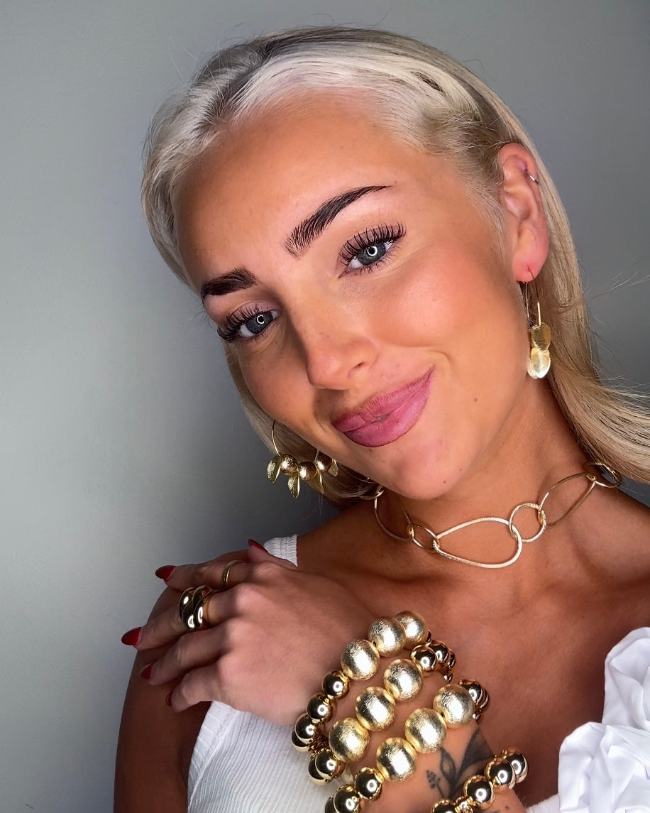 Lisabeth 24k soft gold plated beaded hoops