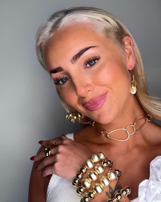 Lisabeth 24k soft gold plated beaded hoops