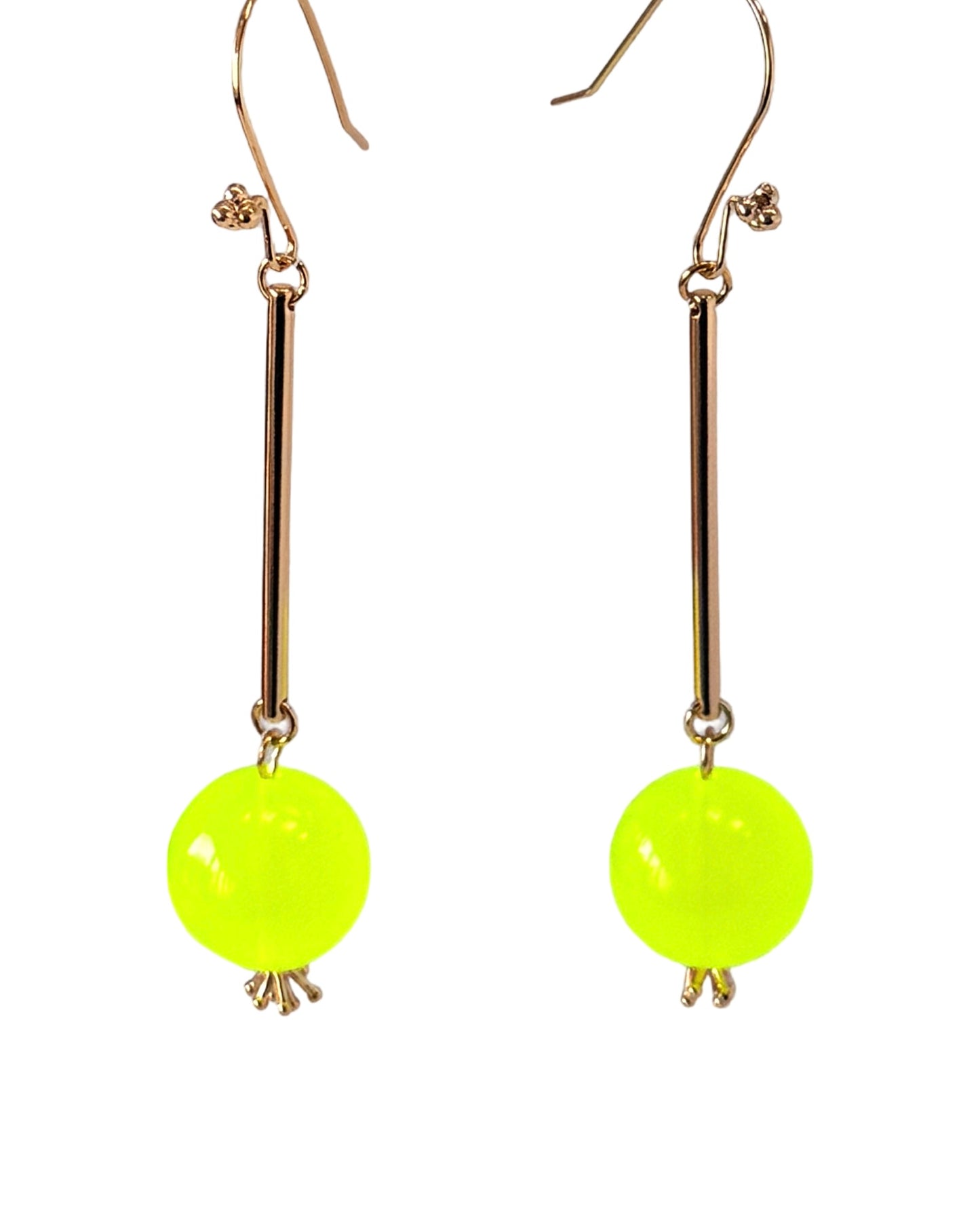 Disco pop vintage neon yellow beaded drop earrings