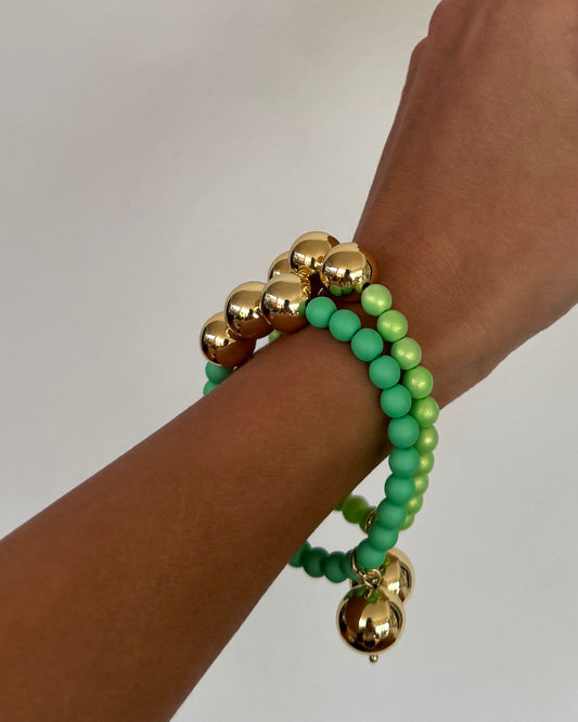 Betty boo apple green crystal pearl gold beaded bracelet