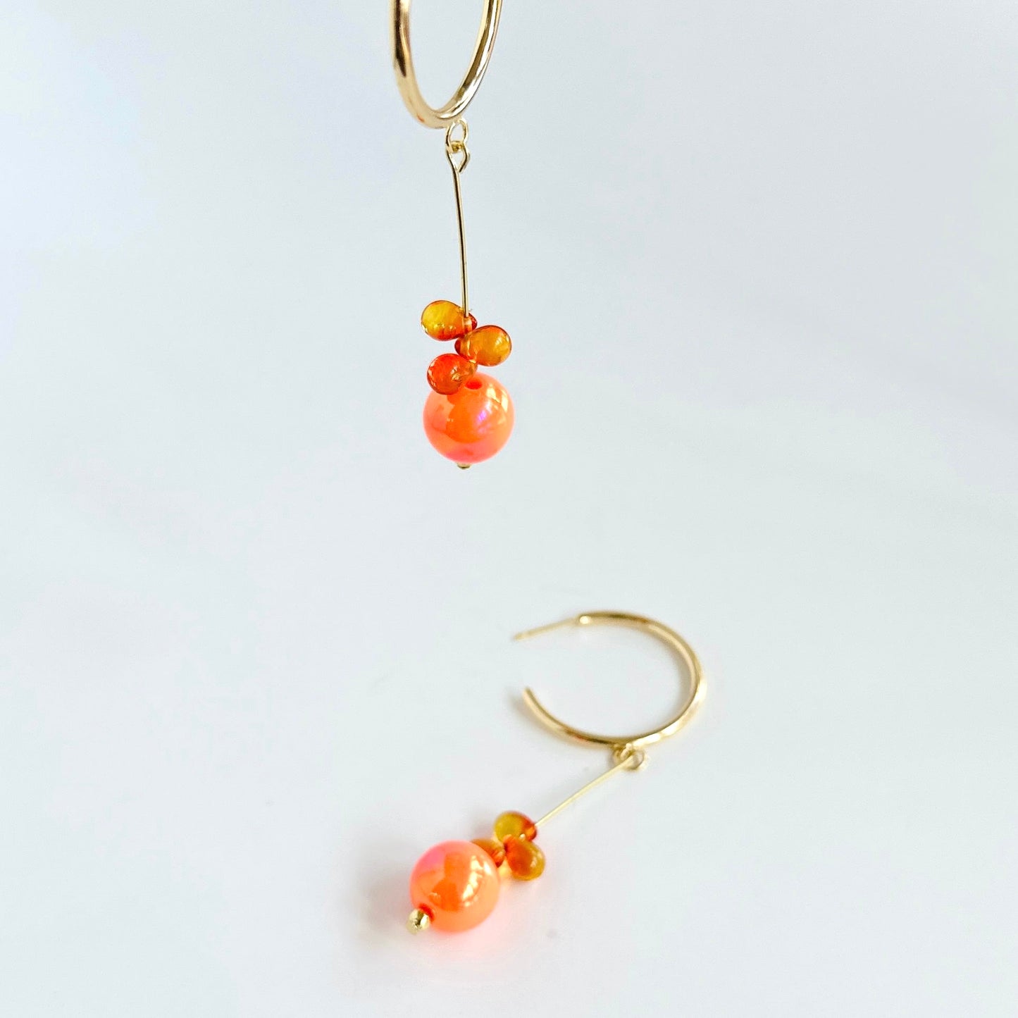 Malinda tangerine drop Crystal hoop earrings