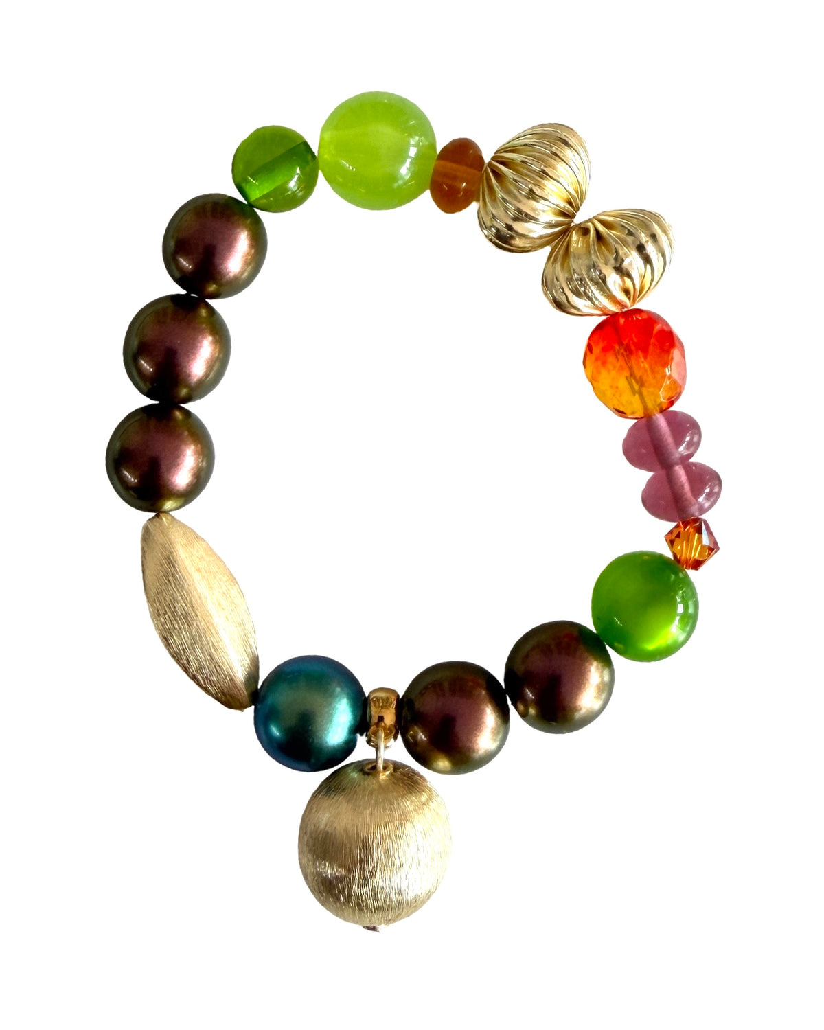 Damson Pie Plum Amber & Green Bracelet