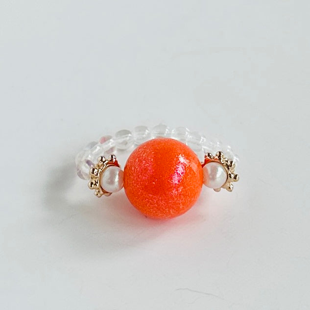 Tango tangerine beaded crystal ring