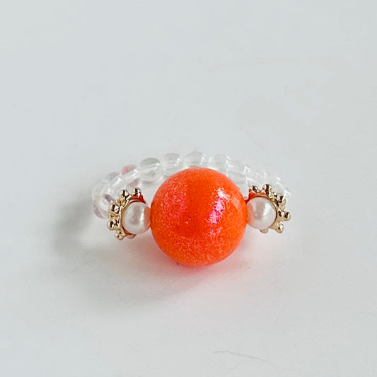 Tango tangerine beaded crystal ring