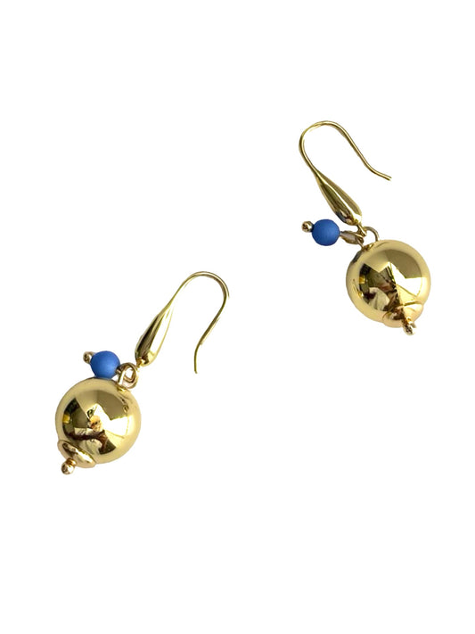 Roxie bell gold | cornflower blue drop earrings