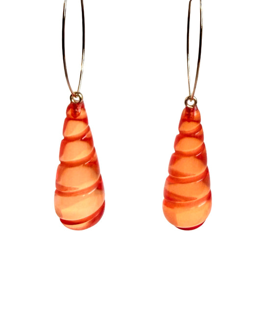 Twist Drop Orange 14K Gold Plated Earrings