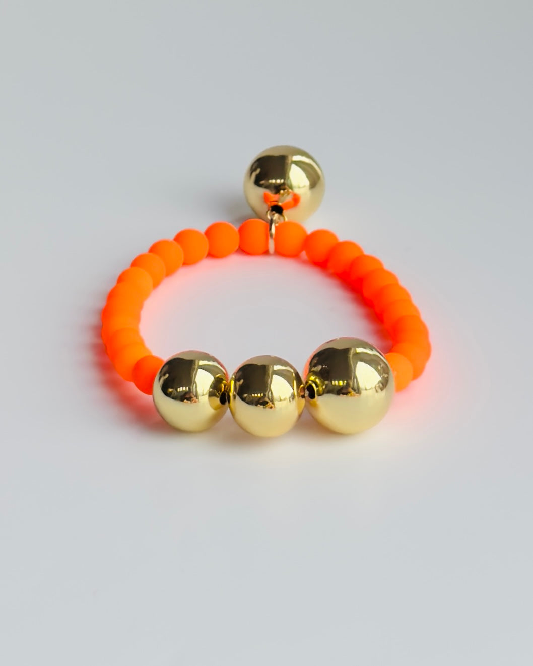 Betty boo shocking orange crystal pearl gold beaded bracelet