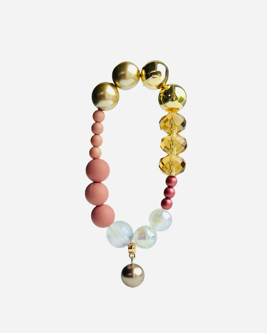 Mimi luxe sunset beaded bracelet, fro crystal pearl charm