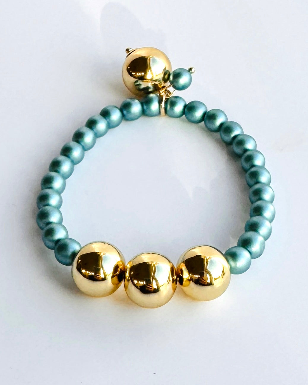 Betty boo petrol blue crystal pearl bracelet