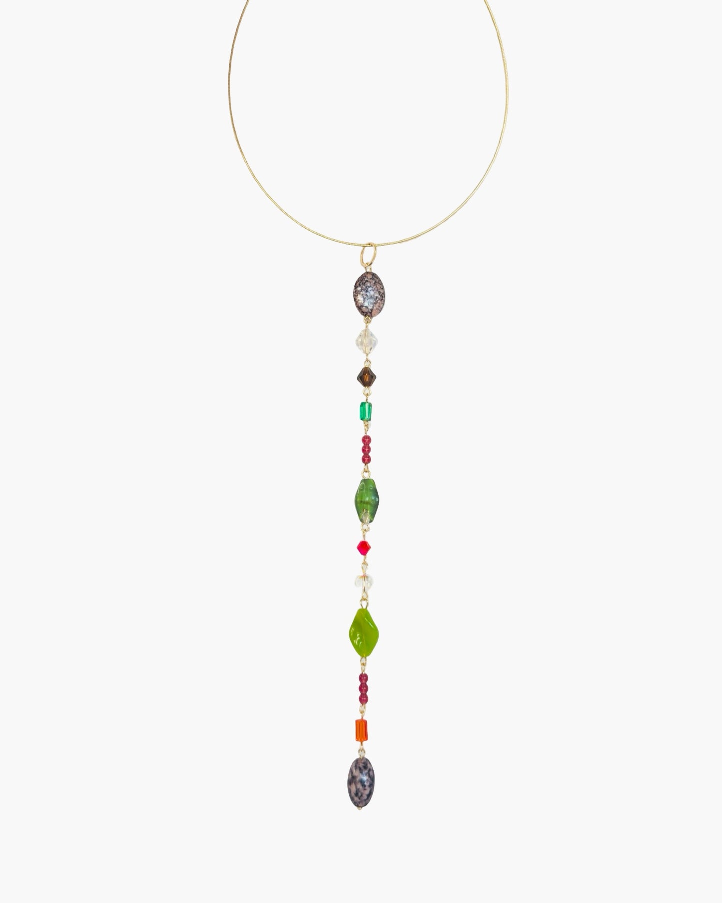 Lottie love long drop crystal beads + vintage beaded limited edition pendant, chocker