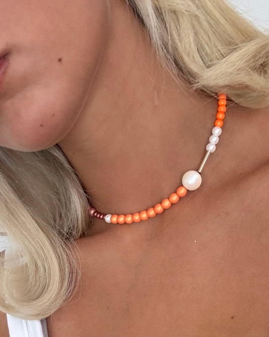 rainbow princess tangerine crystal pearl choker