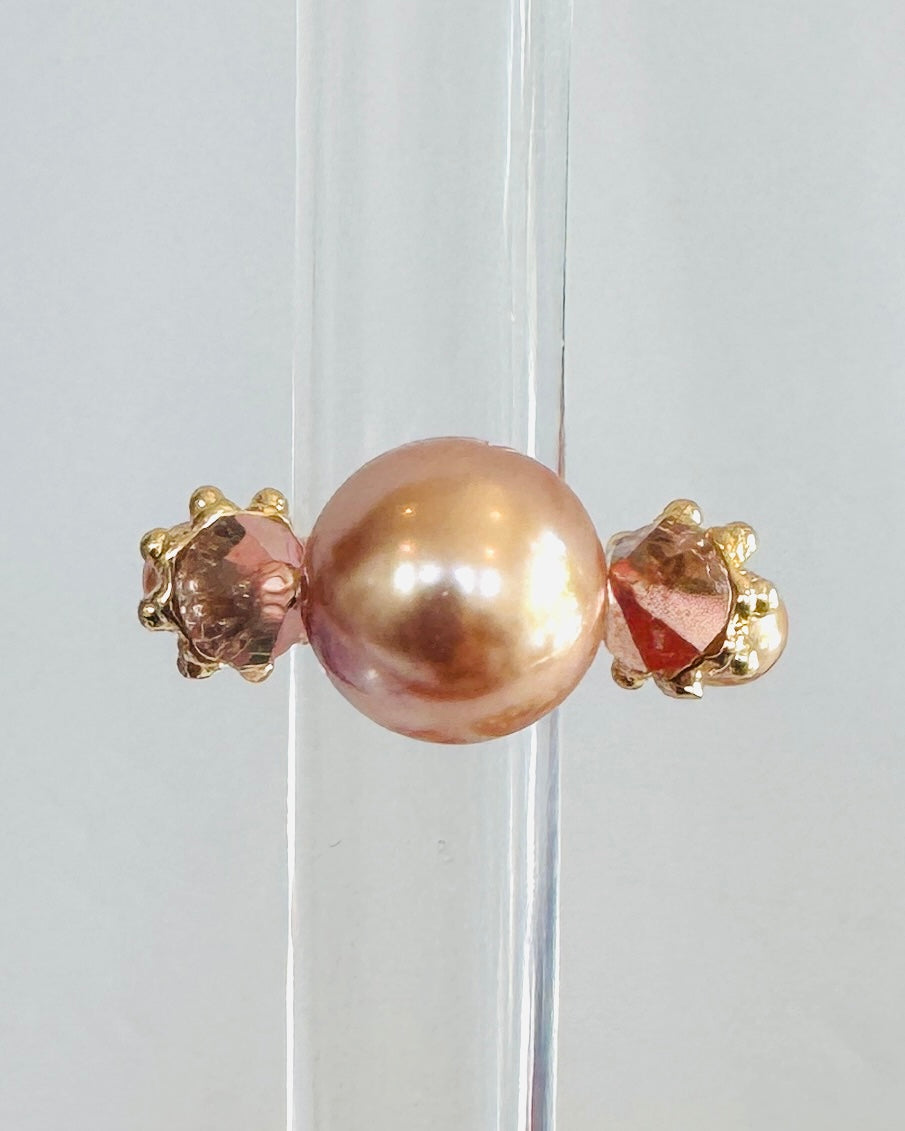 Dessert rose crystal pearl ring