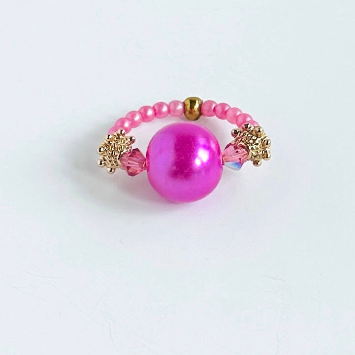 Fuschia Pearl pop ring