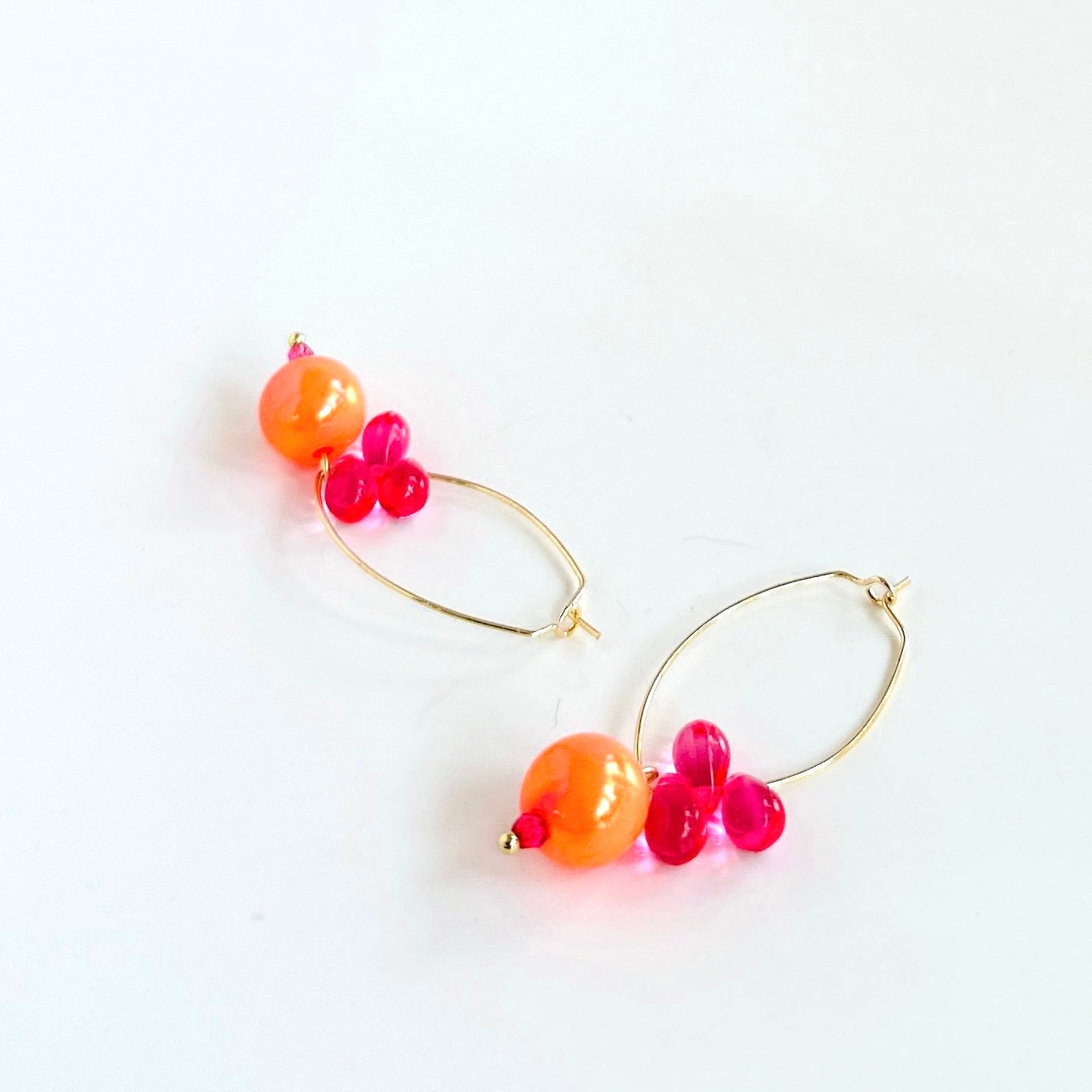 Belinda tangerine + pink drop earrings