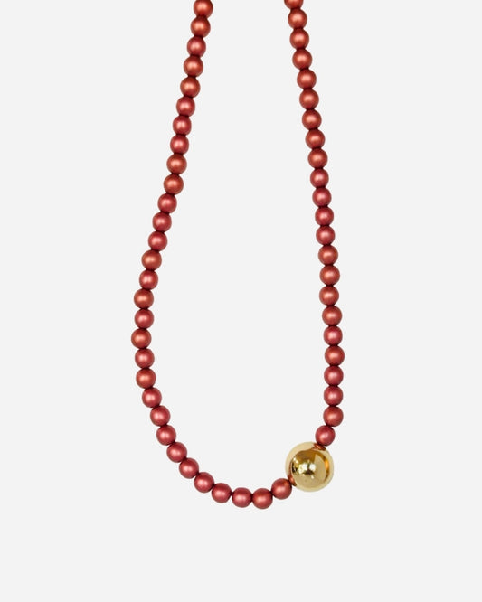 Gilda burgundy crystal pearl + gold necklace