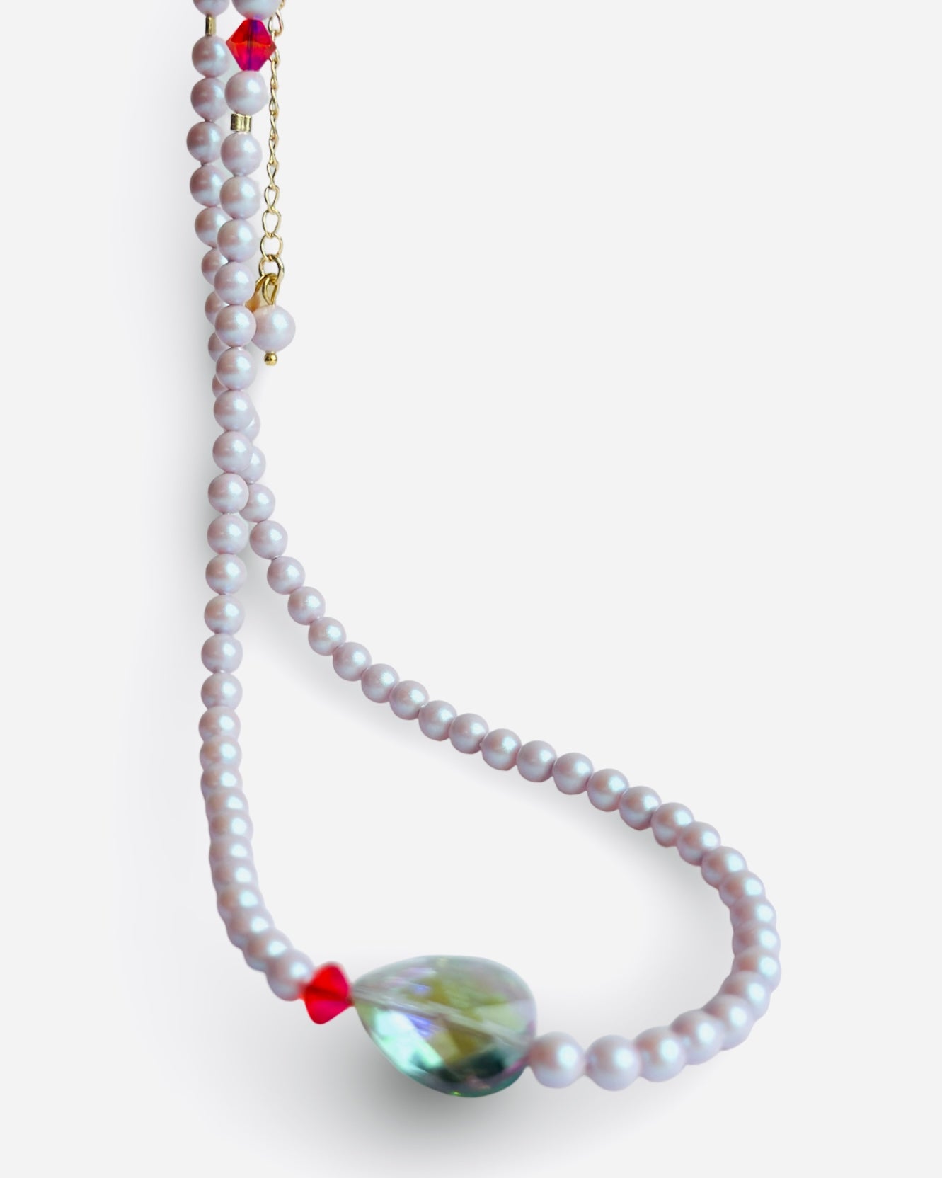 Glenda pink pearl + crystal necklace