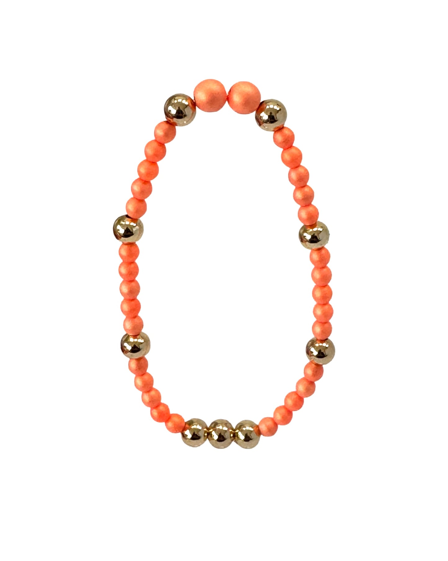 Baby love orange pearl + gold beaded bracelet