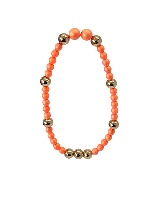 Baby love orange pearl + gold beaded bracelet