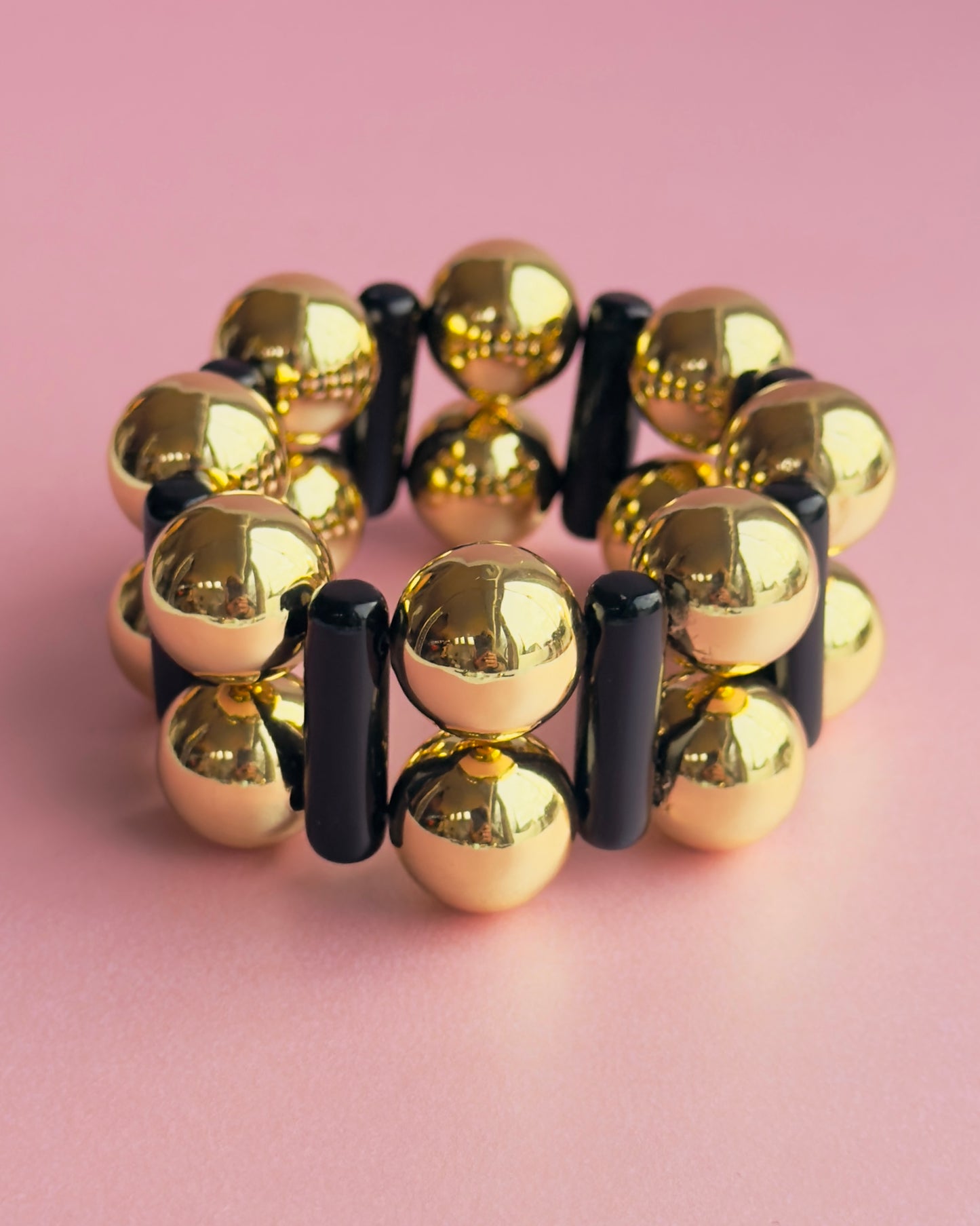 Casino royale gold + black double cuff bracelet