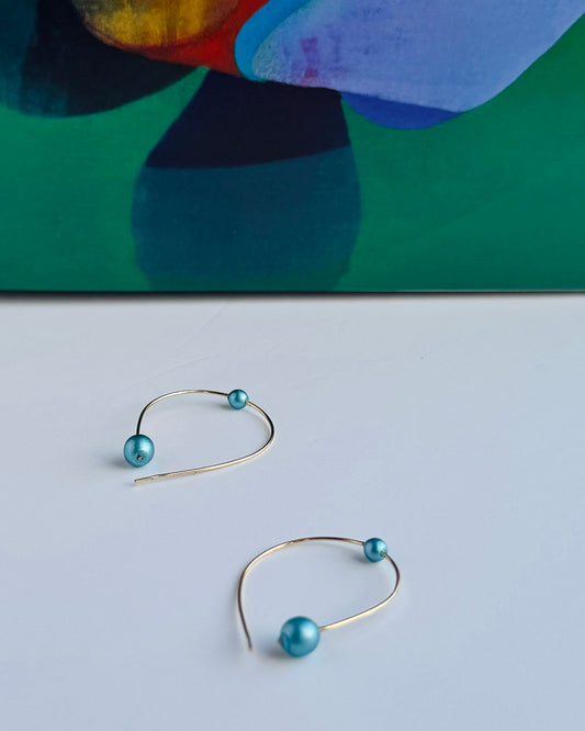 Dottie love gold filled petrol blue pearl earrings