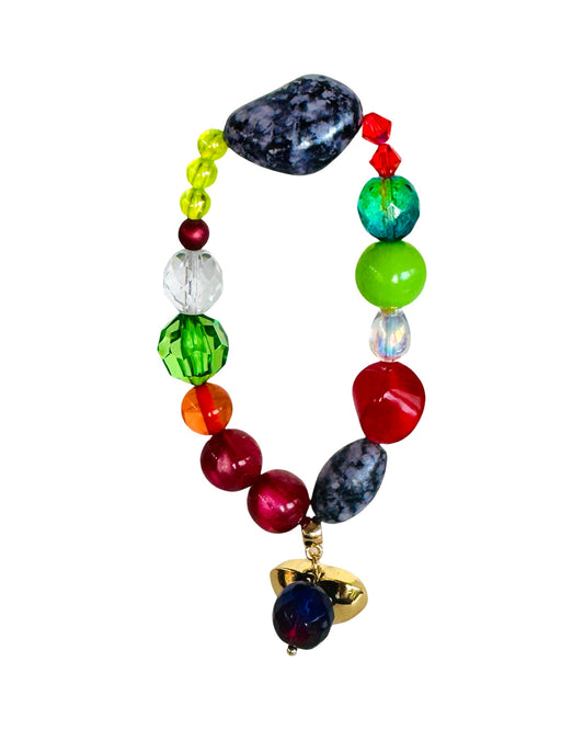 Lottie Love limited edition beaded bracelet, drop crystal + heart charms