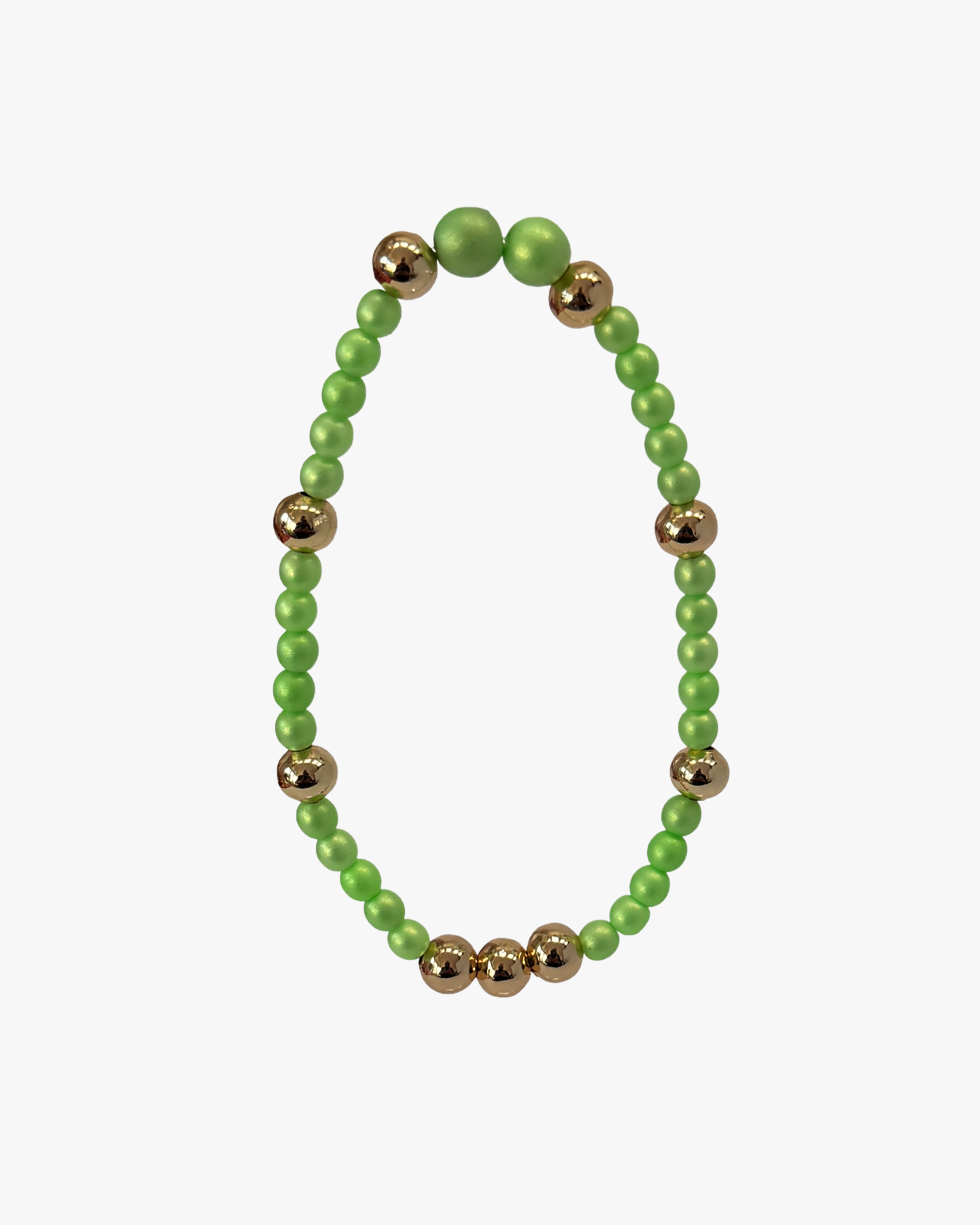Baby love light green pearl + gold beaded bracelet