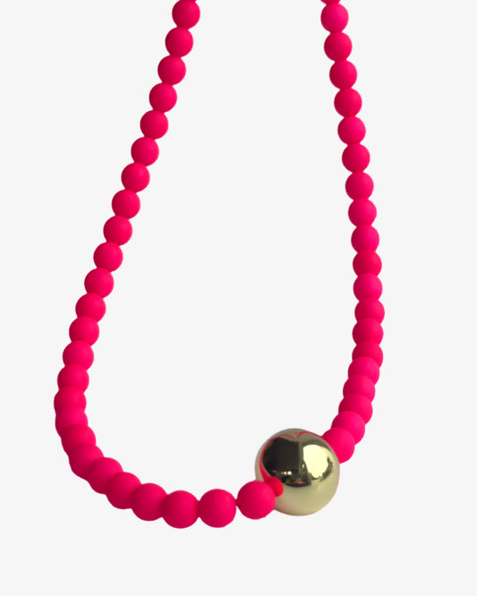 Gilda neon pink crystal + gold chocker