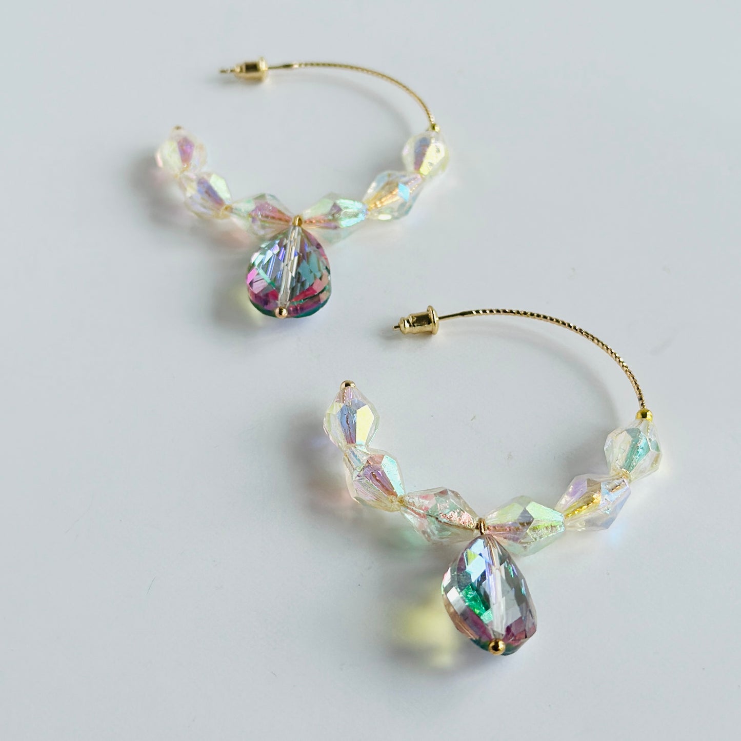 Lulu vintage lucite + crystal drop hoop earrings