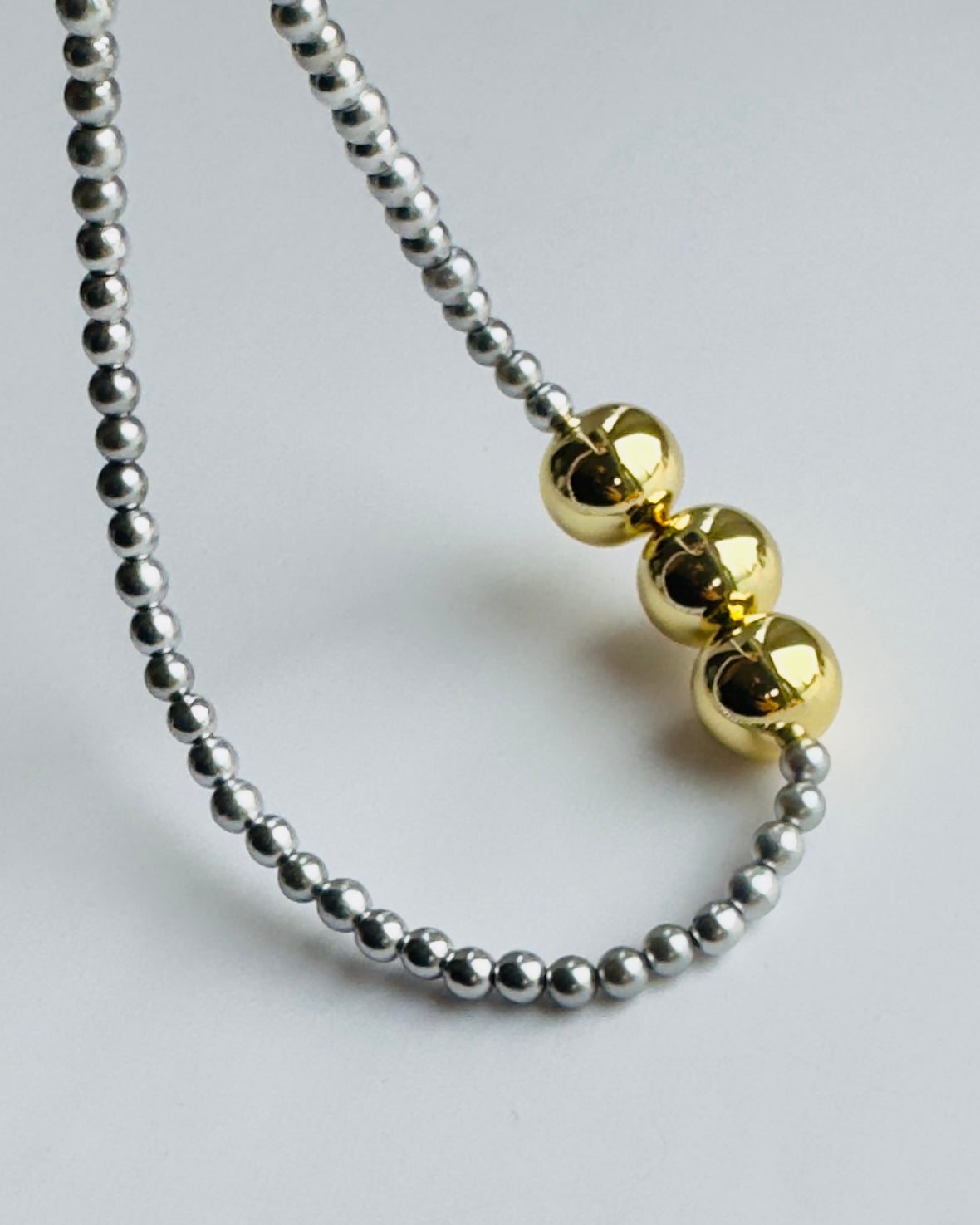 Betty boo silver gold pearl beads necklace