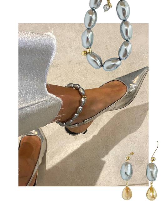 Alba limited edition lucite vintage Japanese pearl + gold charm anklet