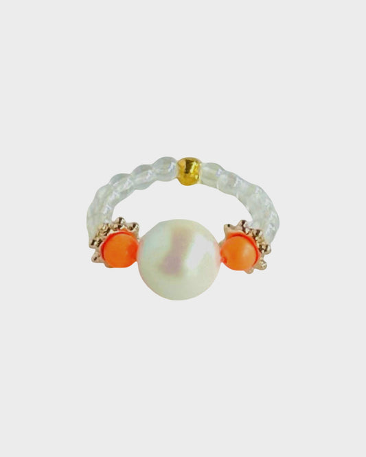 Pearly Queen neon orange crush ring