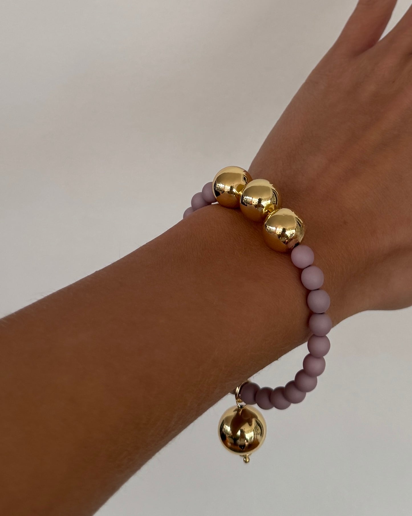 Betty boo smoky grey mauve crystal pearl gold beaded bracelet