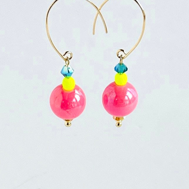 Bambi drop earrings in soft neon pink