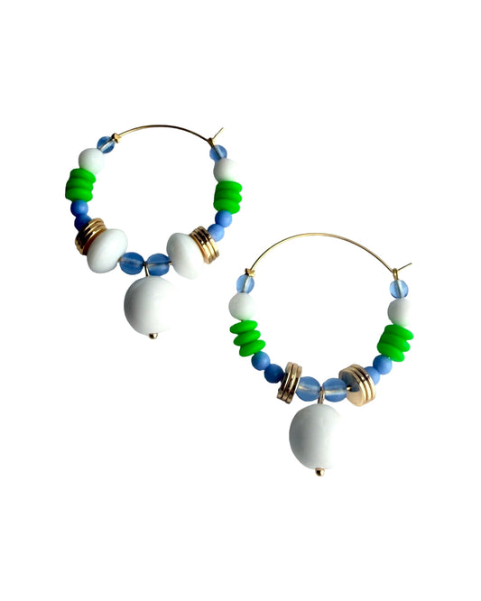 Milos | White Crystal & Gold Hoop Earrings